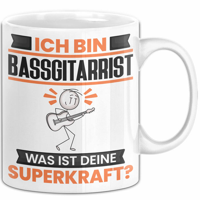 Bassgitarrist Tasse Geschenk für Bassgitarrist Geburtstag Lustiger Spruch Kaffee-Becher Was Ist Deine Superkraft Weiß Trendation