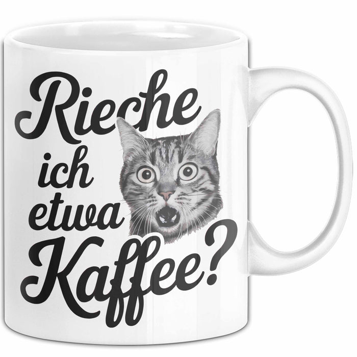 Kaffeeliebhaber Tasse Geschenk Lustige Geschenkidee Spruch Rieche Ich Etwa Kaffee Weiß Trendation