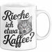 Kaffeeliebhaber Tasse Geschenk Lustige Geschenkidee Spruch Rieche Ich Etwa Kaffee Weiß Trendation