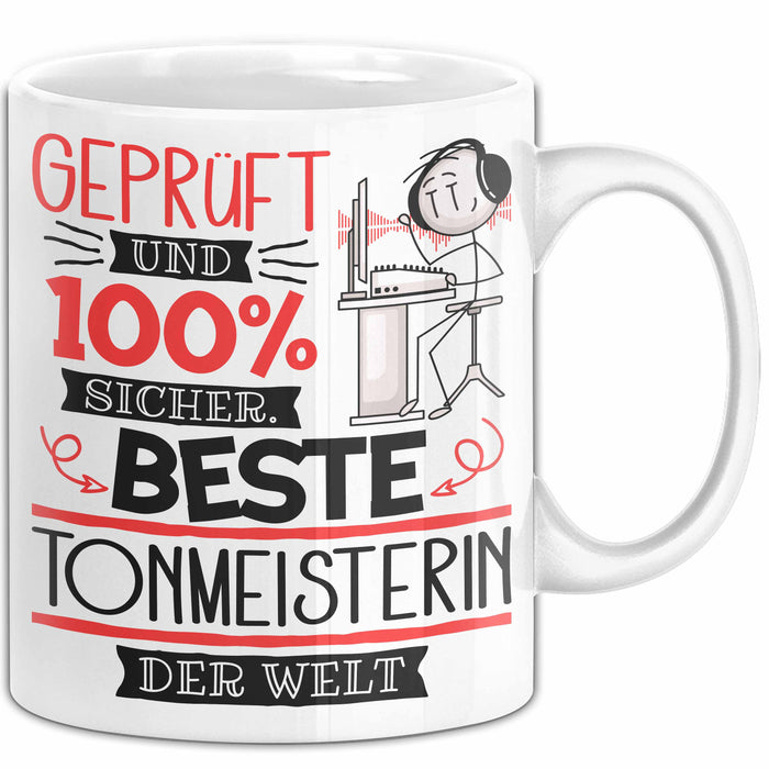 Beste Tonmeisterin Der Welt Tasse Geschenk für Eine Tonmeisterin Geprüft Und Sicher Geschenkidee Geburtstag Weihnachten Weiß Trendation