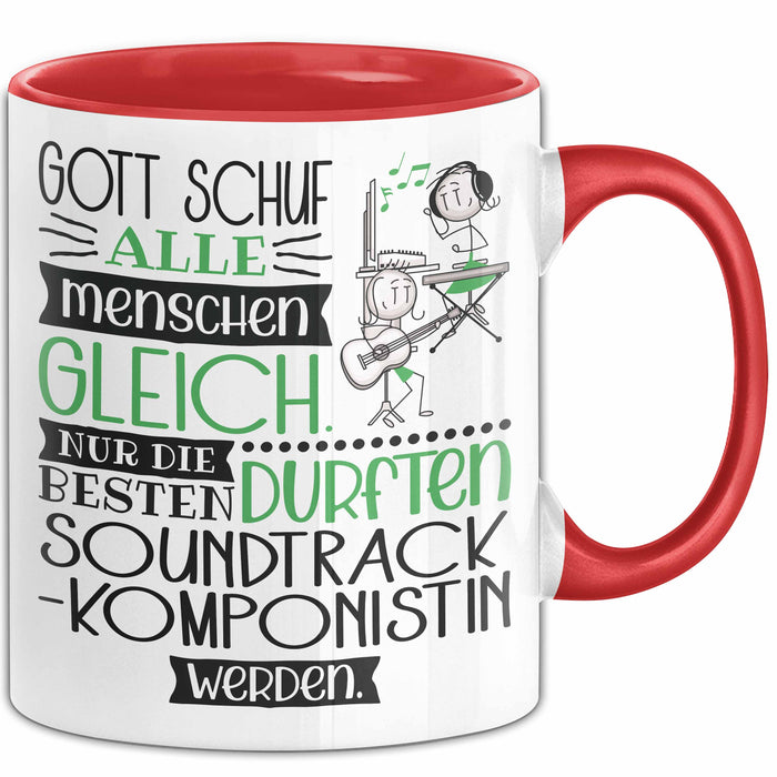 Soundtrack-Komponistin Geschenk Becher Tasse Gott Schuf Alle Menschen Gleich Nur Die Besten Durfeten Soundtrack-Komponistin Werden Geschenkidee Lustig Rot Trendation