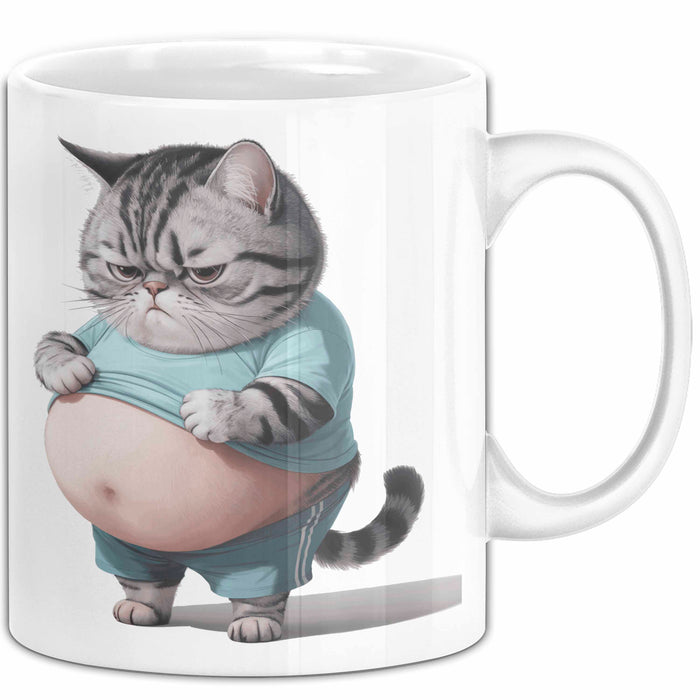 Dicke Fette Katze Kätzchen Besitzer Tasse Becher Geschenk Lustige Geschenkidee Spruch Weiß Trendation