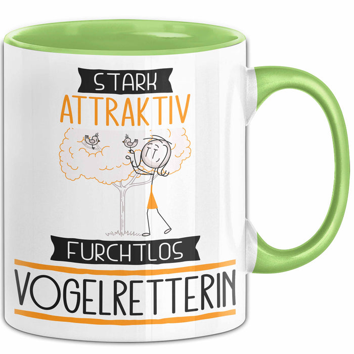 Vogelretterin Tasse Geschenk Becher Stark Attraktiv Furchtlos Vogelretterin Lustige Geschenkidee Grün Trendation