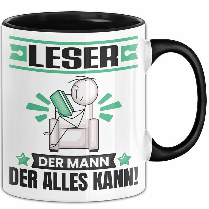 Leser Tasse Geschenk für Leser Der Mann Der Alles Kann Geschenkidee zum Geburtstag Schwarz Trendation