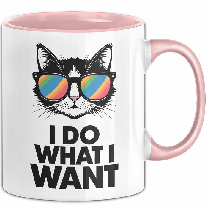 Sarkastische Katze Sarkasmus Tasse Geschenk Lustige Geschenkidee Spruch Ich Mache Was Ich Will Rosa Trendation