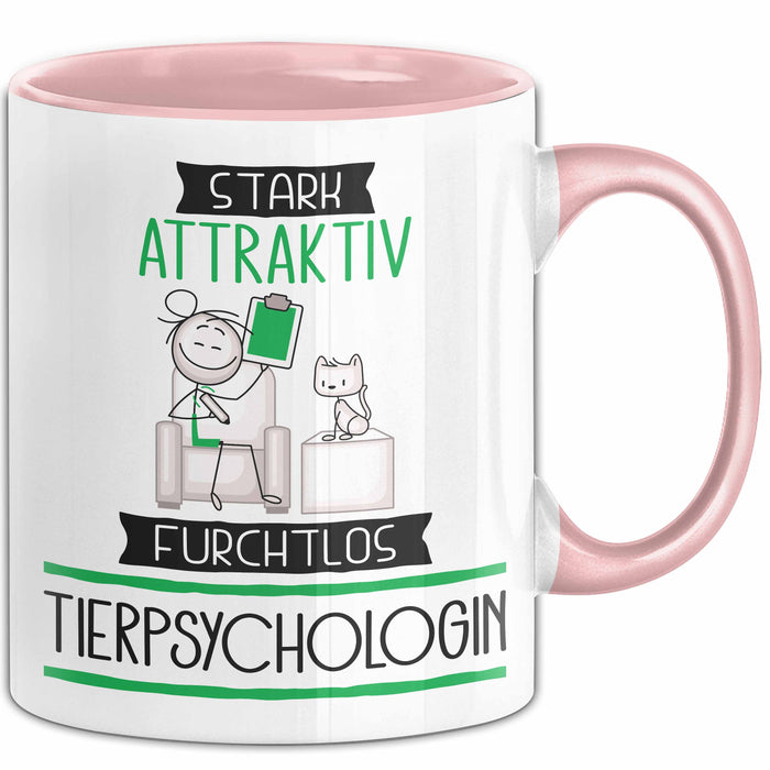 Tierpsychologin Tasse Geschenk Becher Stark Attraktiv Furchtlos Tierpsychologin Lustige Geschenkidee Rosa Trendation