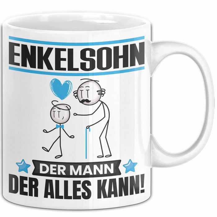 Enkelsohn Tasse Geschenk für Enkelsohn Der Mann Der Alles Kann Geschenkidee zum Geburtstag Weiß Trendation