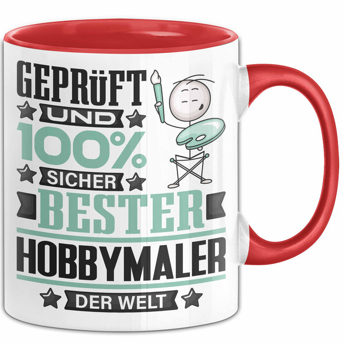 Hobbymaler Geschenk Lustiger Spruch für Hobbymaler Geschenkidee Bester Hobbymaler Der Welt Rot Trendation
