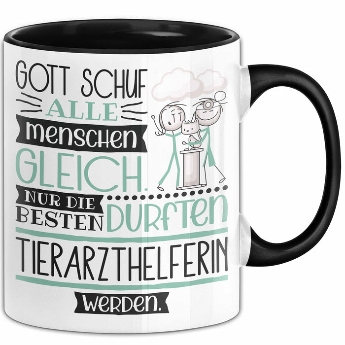 Tierarzthelferin Geschenk Becher Tasse Gott Schuf Alle Menschen Gleich Nur Die Besten Durfeten Tierarzthelferin Werden Geschenkidee Lustig Trendation