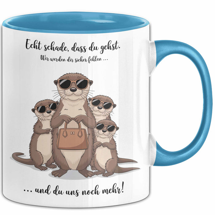 Büroarbeit Kollege Abschied Tasse Geschenk Lustige Geschenkidee Spruch Echt Schade Dass Du Gehst Blau Trendation