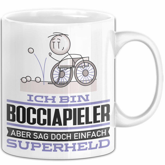 Bocciapieler Geschenk Tasse Ich Bin Bocciapieler Aber Sag Doch Einfach Superheld Lustige Geschenkdiee für Bocciapieler Kaffee-Becher Weiß Trendation