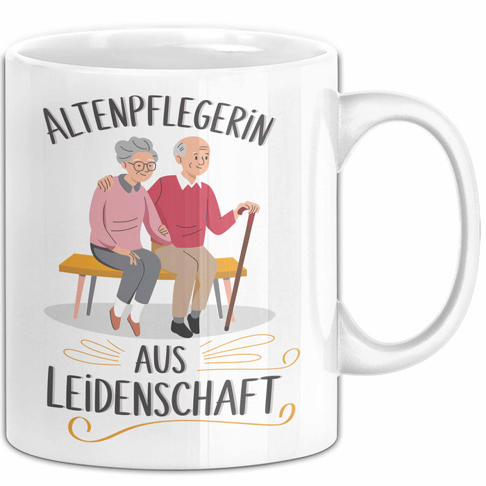 Krankenschwester Pflege Betreuung Tasse Geschenk Lustige Geschenkidee Spruch Altenpflegerin Aus Leidenschaft Weiß Trendation