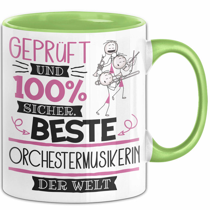 Beste Orchestermusikerin Der Welt Tasse Geschenk für Eine Orchestermusikerin Geprüft Und Sicher Geschenkidee Geburtstag Weihnachten Grün Trendation