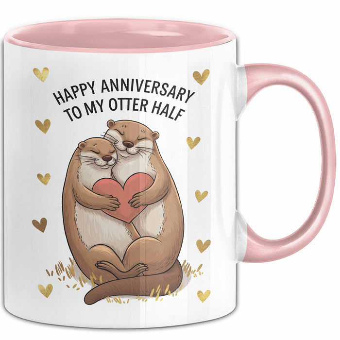 Romantisches Paar Jahrestagsfeier Tasse Geschenk Lustige Geschenkidee Spruch Alles Gute Zum Hochzeitstag Für Meine Otter Hälfte Rosa Trendation