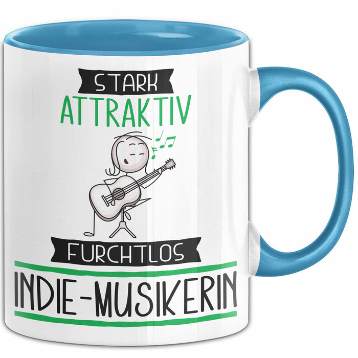 Indie-Musikerin Tasse Geschenk Becher Stark Attraktiv Furchtlos Indie-Musikerin Lustige Geschenkidee Blau Trendation