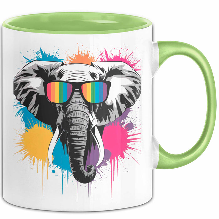 Elefant Tier Sonnenbrille Tasse Geschenk Lustige Geschenkidee Spruch Grün Trendation