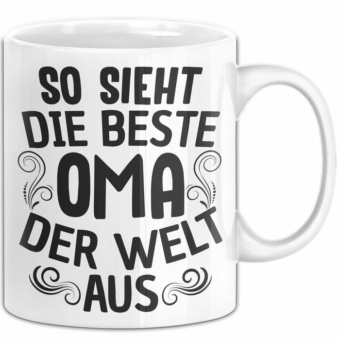 Oma Tasse Geschenk So Sieht Die Beste Oma Der Welt Aus Muttertag Weiß Trendation