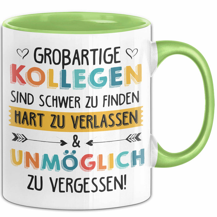 Büroarbeit Kollege Tasse Geschenk Lustige Geschenkidee Spruch Großartige Kollegen Sind Schwer Zu Finden Grün Trendation