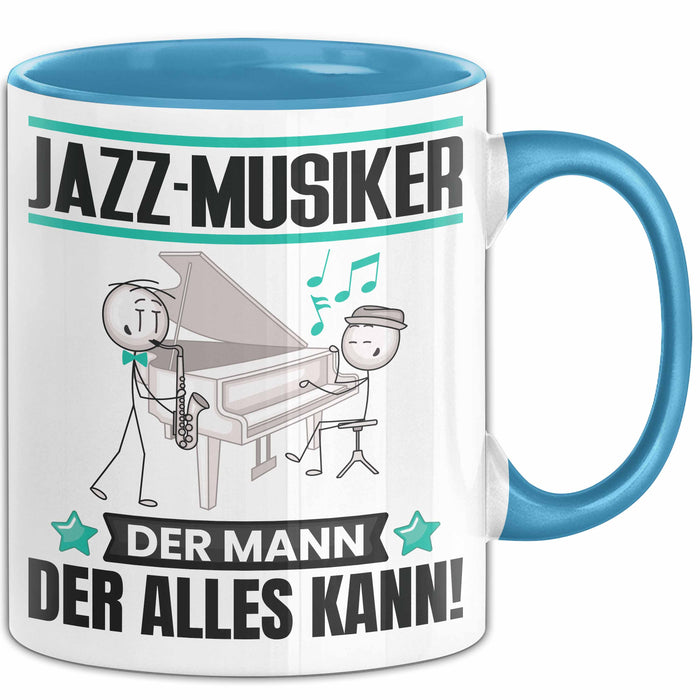 Jazz-Musiker Tasse Geschenk für Jazz-Musiker Der Mann Der Alles Kann Geschenkidee zum Geburtstag Blau Trendation