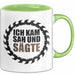 Zimmermann Holz Tischlerei Tasse Geschenk Lustige Geschenkidee Spruch Ich Kam Sah Und Säte Grün Trendation
