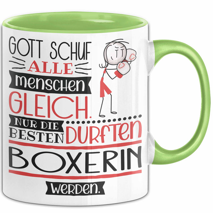 Boxerin Geschenk Becher Tasse Gott Schuf Alle Menschen Gleich Nur Die Besten Durfeten Boxerin Werden Geschenkidee Lustig Grün Trendation