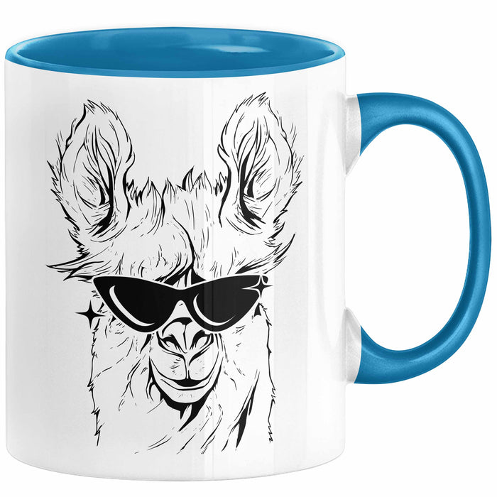 Llama Alpaka Tasse Geschenk Lama Geschenkidee für Lama-Fans Blau Trendation