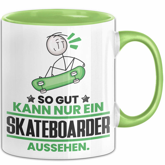 Skateboarder Geschenk Tasse So Gut Kann Nur Ein Skateboarder Aussehen Geschenkidee Kaffee-Becher Grün Trendation