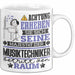 Musiktechniker Geschenk Tasse Lustiger Spruch Erheben Sie Sich Der Musiktechniker Betritt den Raum Weiß Trendation