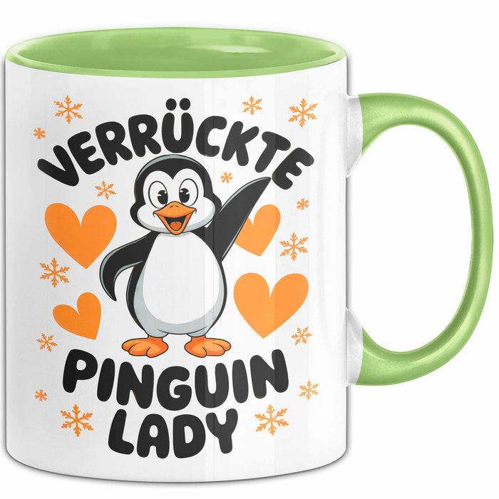 Pinguin Tier Tasse Geschenk Lustige Geschenkidee Spruch Verrückte Pinguin Lady Grün Trendation