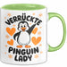 Pinguin Tier Tasse Geschenk Lustige Geschenkidee Spruch Verrückte Pinguin Lady Grün Trendation
