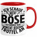 Lustiger Spruch Tasse Humor Sarkasmus Ich Schaue Nicht Böse Ich Grinse Nicht Nur Jeden Trottel An Kaffee-Becher Rot Trendation