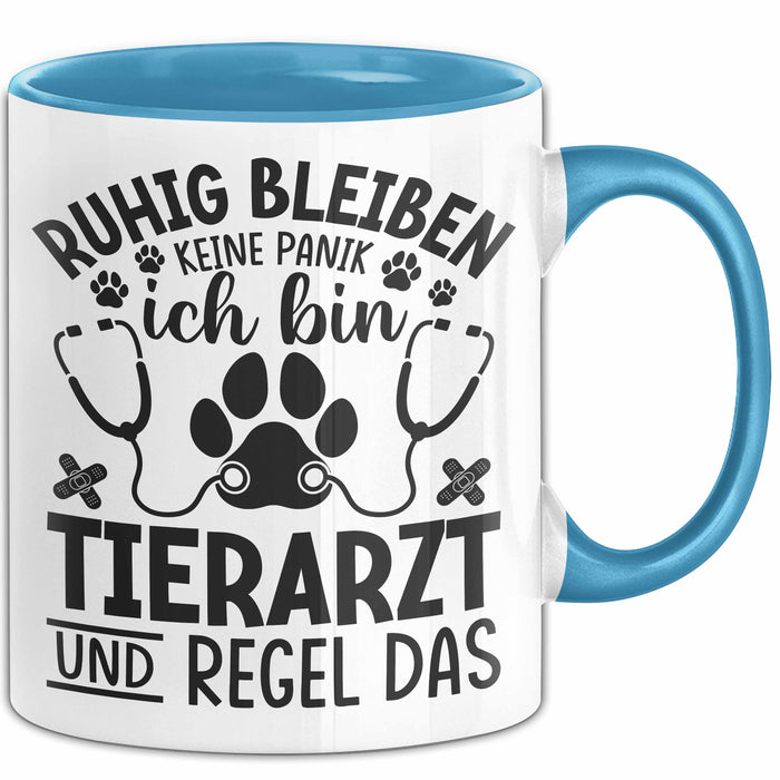 Tierarzt Tasse Geschenk Ruhig Bleiben Ich Bin Tierarzt Und Regel Das Geschenkidee Blau Trendation