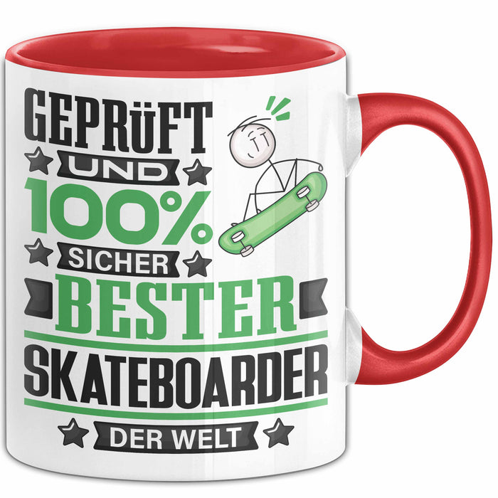Skateboarder Geschenk Lustiger Spruch für Skateboarder Geschenkidee Bester Skateboarder Der Welt Rot Trendation