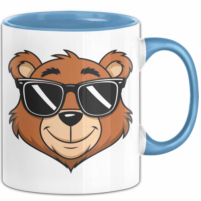 Teddybär Tier Sonnenbrille Tasse Geschenk Lustige Geschenkidee Spruch Blau Trendation