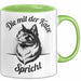 Katzenliebhaber Tasse Geschenk Spricht mit Katzen Katzenfan Grün Trendation