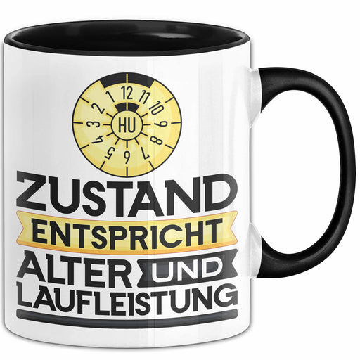 TÜV Alter Tasse Geschenk Lustiger Spruch Geburtstag Humor Schwarz Trendation