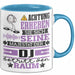 DJ Geschenk Tasse Lustiger Spruch Erheben Sie Sich Der DJ Betritt den Raum Blau Trendation