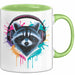 Waschbär Tierliebhaber Musik Kopfhörer Tasse Geschenk Lustige Geschenkidee Spruch Grün Trendation