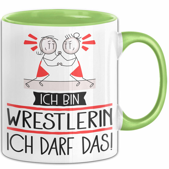 Geschenk für Wrestlerin Tasse Lustige Geschenkidee Geburtstag Ich Bin Wrestlerin Ich Darf Das Grün Trendation