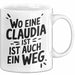 Claudia Tasse Geschenk Wo Eine Claudia Ist Ist Auch Ein Weg Geschenkidee Becher mit Name Weiß Trendation