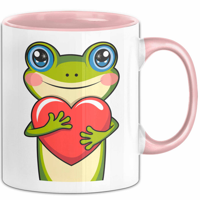 Frosch Herz Tasse Geschenk Lustige Geschenkidee Spruch Rosa Trendation