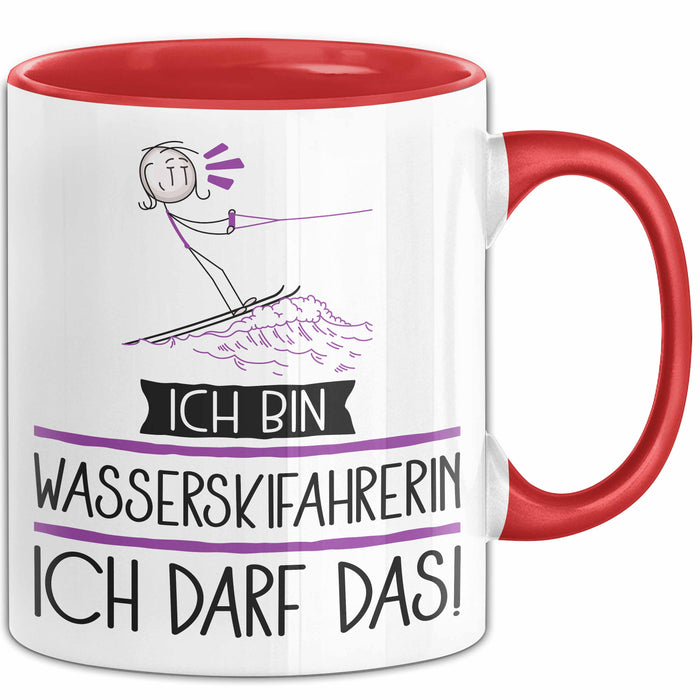 Geschenk für Wasserskifahrerin Tasse Lustige Geschenkidee Geburtstag Ich Bin Wasserskifahrerin Ich Darf Das Rot Trendation