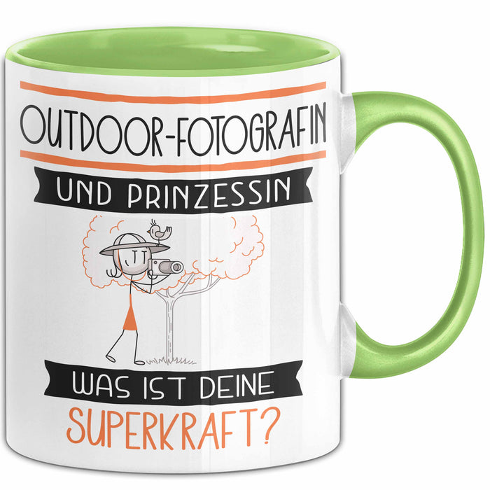 Outdoor-Fotografin Und Prinzessin Tasse Geschenk Für Eine Outdoor-Fotografin Geburtstag Was Ist Deine Superkraft Grün Trendation