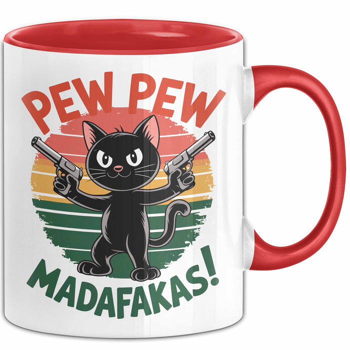 Katzen Tasse Geschenk Pew Pew Madafakas Geschenkidee Lustig Katze Rot Trendation
