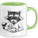 Waschbär Tierliebhaber Kaffee Tasse Geschenk Lustige Geschenkidee Spruch Grün Trendation