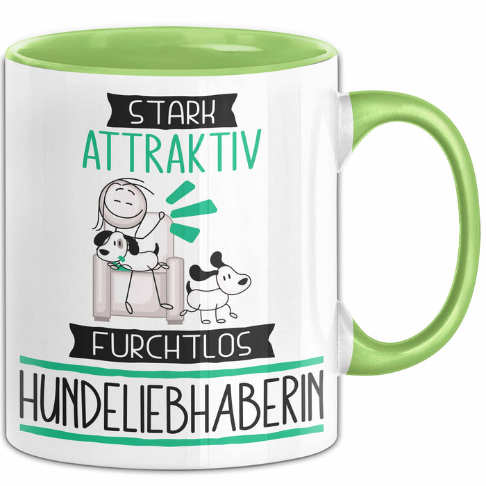 Hundeliebhaberin Tasse Geschenk Becher Stark Attraktiv Furchtlos Hundeliebhaberin Lustige Geschenkidee Grün Trendation