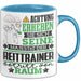 Reittrainer Geschenk Tasse Lustiger Spruch Erheben Sie Sich Der Reittrainer Betritt den Raum Blau Trendation