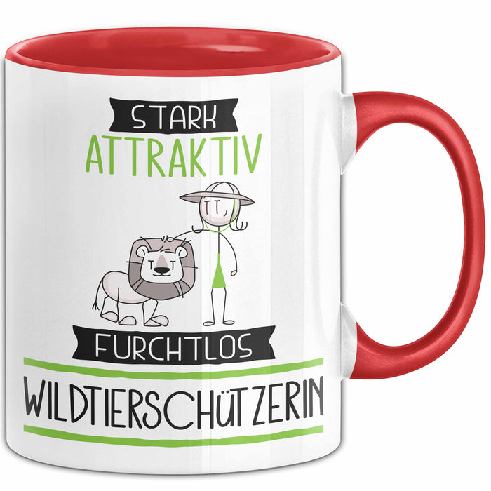 Wildtierschützerin Tasse Geschenk Becher Stark Attraktiv Furchtlos Wildtierschützerin Lustige Geschenkidee Rot Trendation