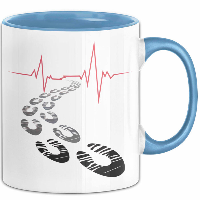 Läufer Tasse Geschenkidee für Marathonliebhaber Blau Trendation