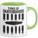 Skateboards Skater Fans Bzw Skateboard Tasse Becher Geschenk Mädchen Jungs Arten Von Skateboards Grün Trendation